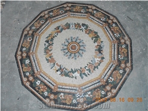 Stone Interior Decoration Round Mosaic Medallion Rosette