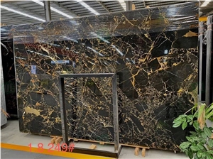 Athens Portoro Marble Black And Gold Flower Marble Slabs