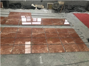 Polished Natural Rose Alicante Red Marble Flooring Tiles