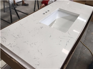 Artificial Carrara Quartz Bathroom Vanity Countertop