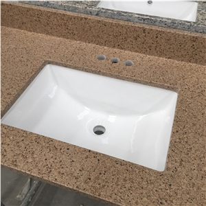 Prefab Quartz Stone Vanity Top With Ceramic Sink