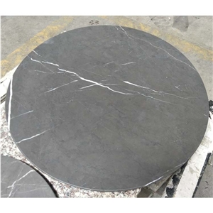 Pietra Gray Marble Tops Honed Surface Round For Coffee Table
