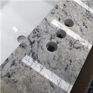 Custom Prefab Granite Bathroom Vanity Top For Hotel Project