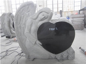 China Pure Black Angel Heart Single Gravestone
