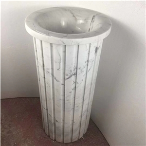 Bianco Carrara White Marble Pedestal Sink With Good Price