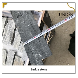 UNION DECO Black Quartzite Stone S Shape Stacked Stone Panel