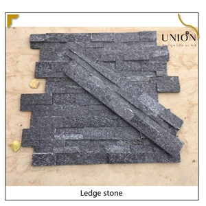 UNION DECO Cheap Black Quartzite Panel Stacked Stone Veneer