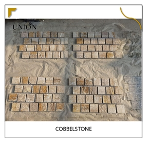 UNION DECO Granite Cobble Stone Landscaping Stones On Mesh