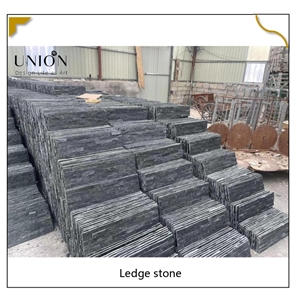 UNION DECO Wall Cladding Panel Black Quartzite Stacked Stone