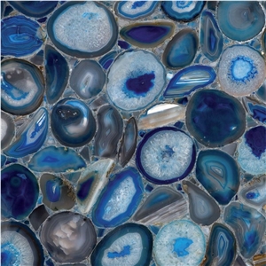 Blue Agate Semiprecious Stone Tile