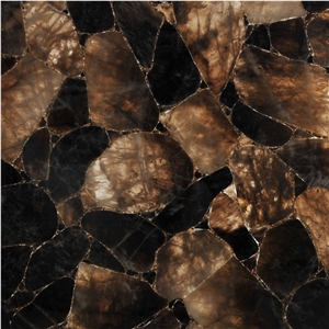 Dark Smoky Quartz Semiprecious Stone Tile