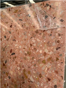 Rose Gold Color Artificial Stone Precast Terrazzo Slabs