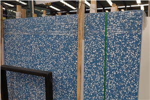 Sky Blue Color Artificial Stone Precast Terrazzo Slabs