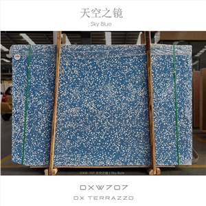 Sky Blue Color Artificial Stone Precast Terrazzo Slabs