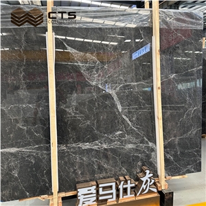 Dark Grey Marble Floor Tile Interior Stone Polishing Custom