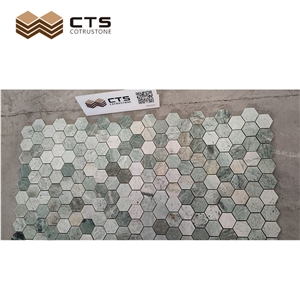 Trendy Handmade Hexagon Green Mosaic Tiles Wall Bathroom