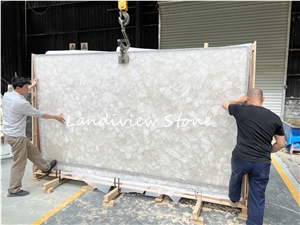 White Crystal Quartz Semiprecious Stone Wall Tiles
