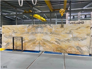 Brazil Jacaranda Oro Golden Giallo Quartzite Slab Tile