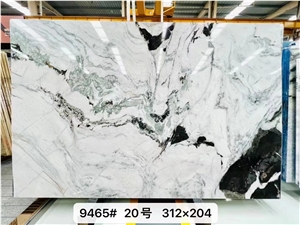 China Panda White Marble Landscape Paintings Dalmata Slab