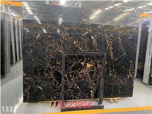 China Portoro Fantasy Black Gold Flower Slab Tile