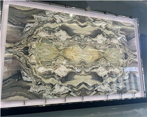 Background Used Polished Luxury Fantasy Silk Quartzite Slab