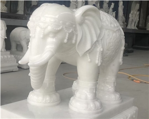 Outdoor Han White Marble Lion Sculpture Hand Carved