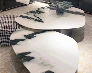 Panda White Marble White Stone Slabs Coffee Table Top