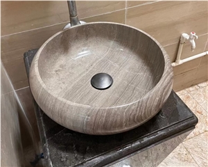 Polished Natural Marble Wash Basin Stone Sink For Bathroom