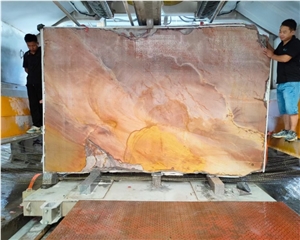 Polished Natural Rainbow Red Marble Slab Wall Tiles