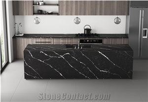 Pearl-Negro Quartz Slabs Quartz Stone Cut To Size Tiles