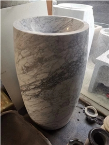 Bianco Carrara Marble Free Standing Pedestal Basin
