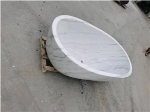 Guangxi White Marble Bathtub Polished