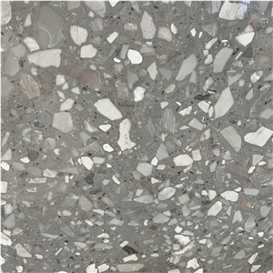 Alba Grey Terrazzo Stone Slab Tile For Interior Floor Design