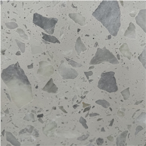 Artificial White Terrazzo Stone Slab For Interior Floor Tile