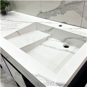 Bathroom Vanity With Sink Use Calacatta White Sintered Stone