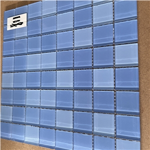 Blue Glass Mosaic Tiles For Interior Bathroom Wall Decor