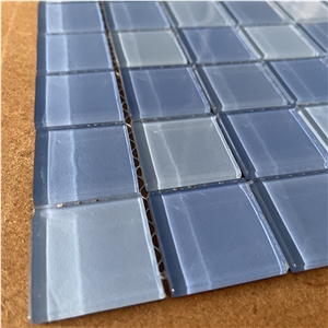 Blue Glass Mosaic Tiles For Interior Bathroom Wall Decor
