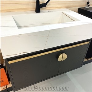 New Design White Bathroom Vanity Cabinets Sintered Stone