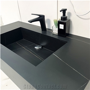 Sintered Stone Vanity With Light Makeup Mirror For Bathroom