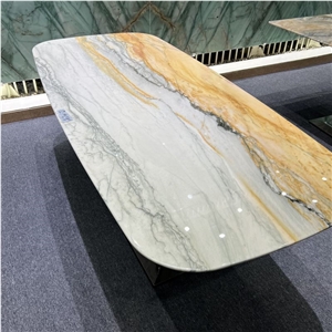 Brazil Calacatta White Quartzite Natural Stone Dining Table