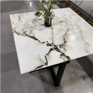 Luxury Dining Table Landscape Painting Marble Home Furniture