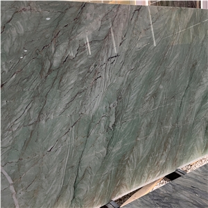 Luxury Pampers Green Quartzite Slab For Interior Wall Design