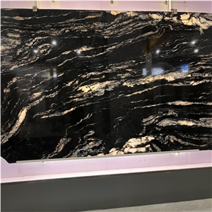 Luxury Stone Golden Black Granite Slabs Tiles For Home Decor