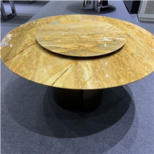 Luxury Stone Golden Quartzite Table Tops For Home Furniture