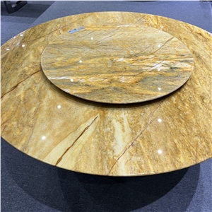 Luxury Stone Golden Quartzite Table Tops For Home Furniture