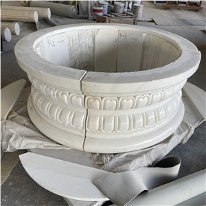 Modern Design Hand Carved White Marble Column Base For Sale