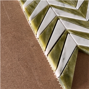 Natural Green Marble Leaf Mosaic Tiles For Backsplash Wall