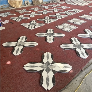 Natural Marble Waterjet Medallions Pattern For Floor Inlay