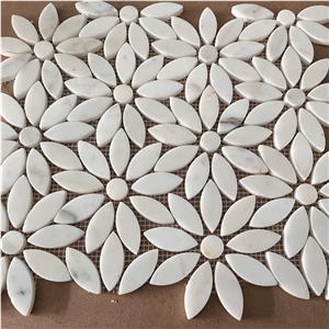 New Design Marble Flower Mosaic Tile For Bathroom Wall Decor