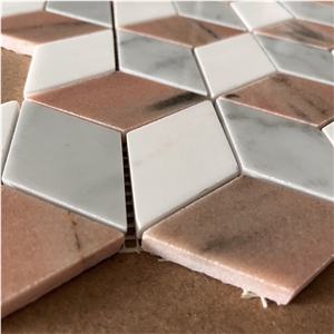 New Design Natural Pink Marble Mosaic Tile For Bathroom Wall